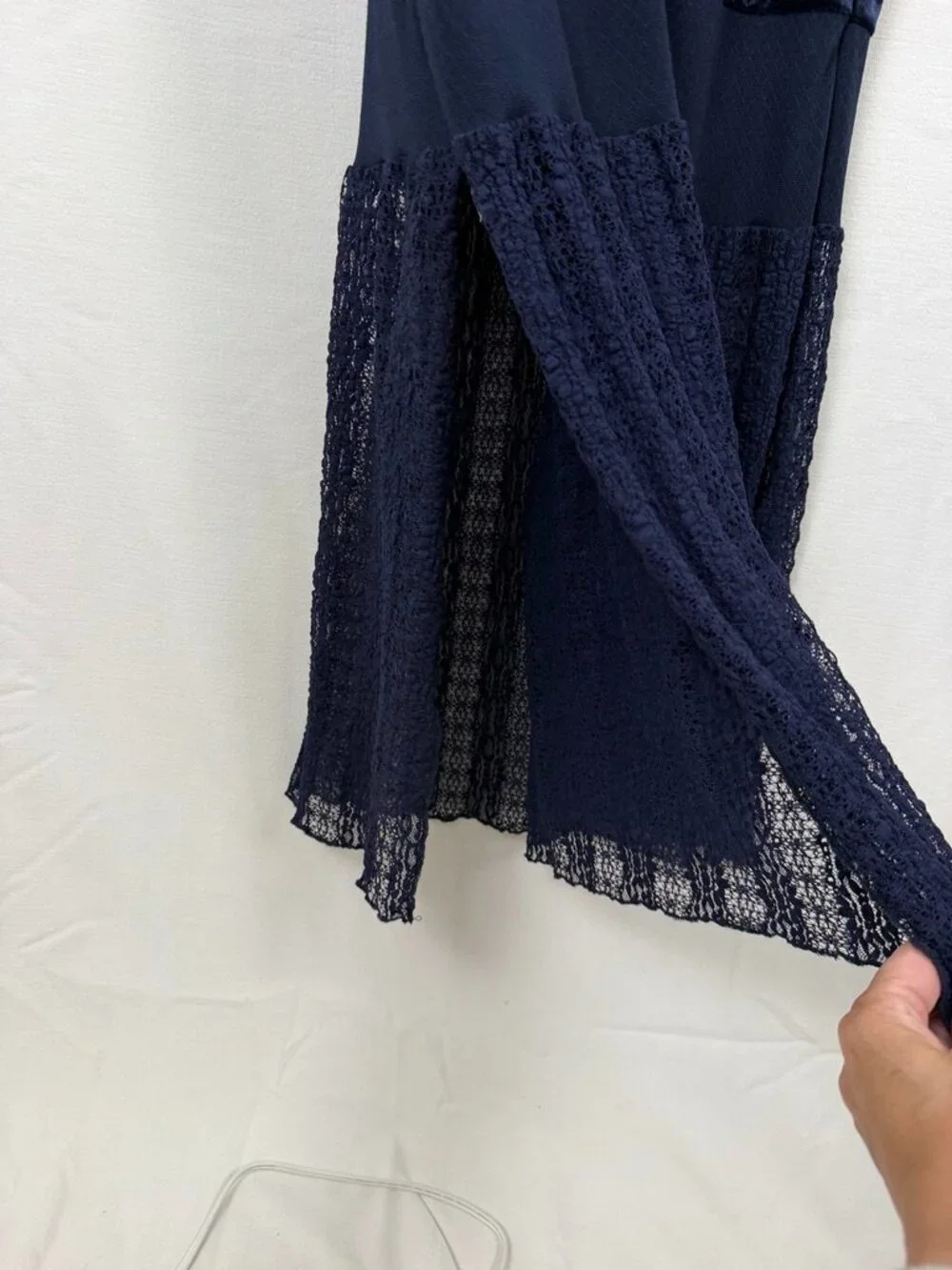 Free People Keep In Line Velvet Lace Column Maxi Dress Midnight Blue Small S